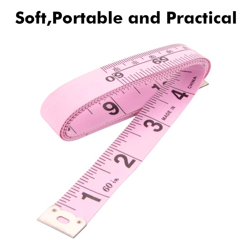 Edtape 2PCS Measuring Tape for Body,Soft Tape Measure for Body Sewing Fabric Tailor Cloth Craft Measurementï¼Œ60 Inch/1.5M Retractable Dual Sided Measure Tape Set (Pink) - Image 4